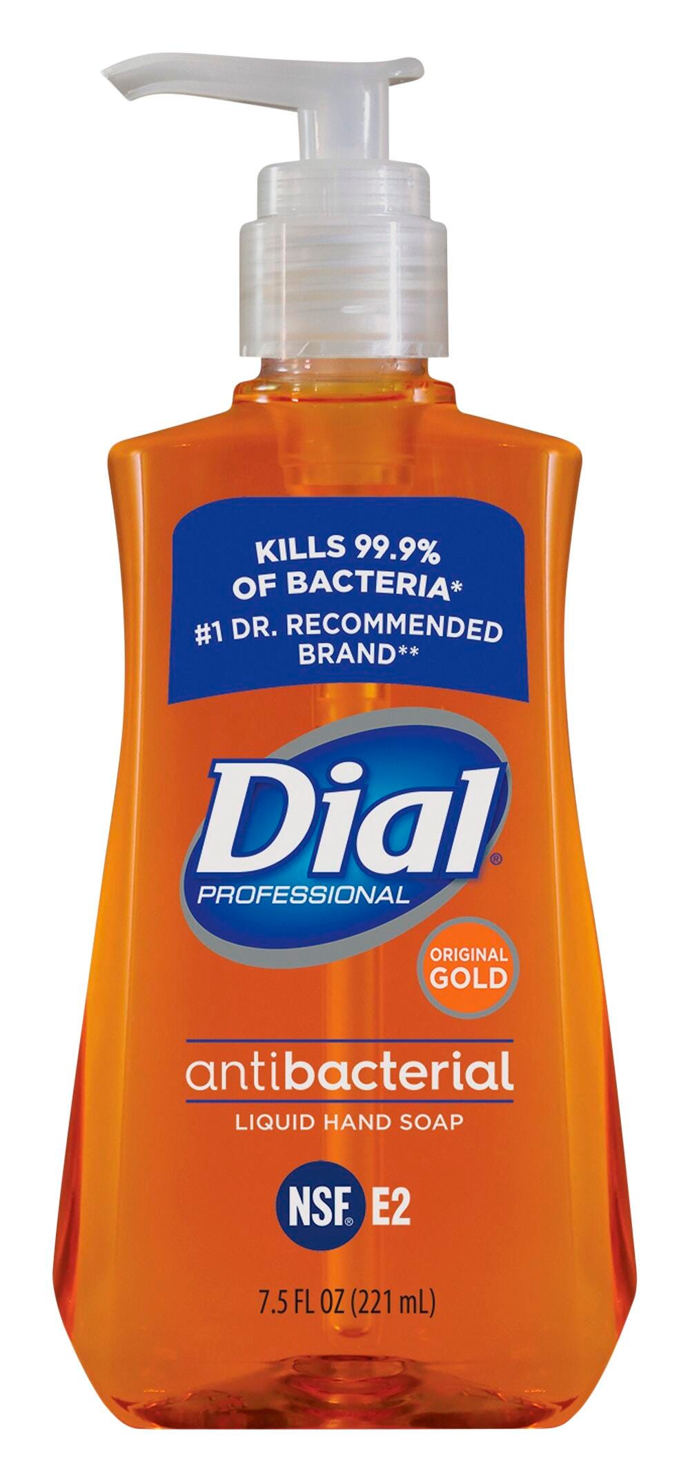 Dial Professional Antimicrobial Liquid Soap, 7.5 oz Pump Bottle, Original Gold 1084500
