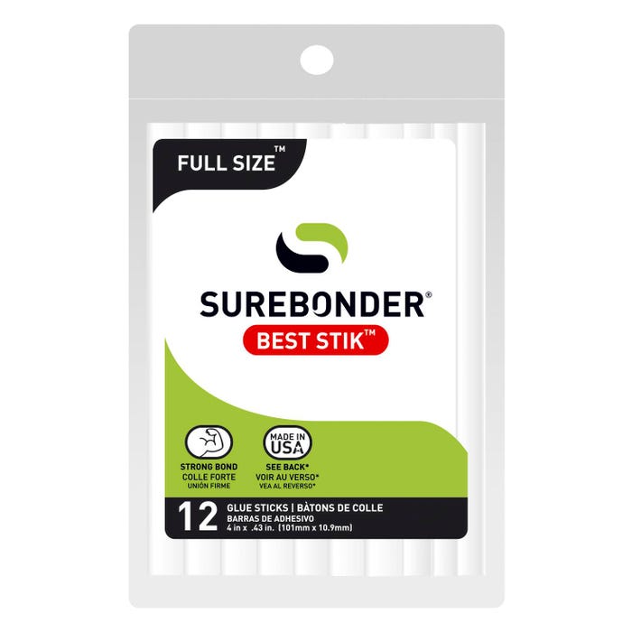 Surebonder Glue Sticks, 7/16 x 4 Inches, Clear, Pack of 12