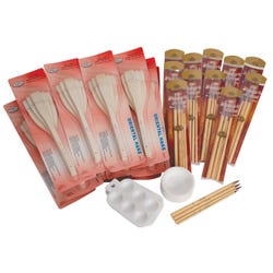 Royal Brush Ox Hair Bamboo and Hake Brush Classroom Assortment, Assorted Size, Set of 108