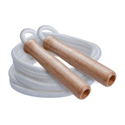 Champion Sports Nylon Jump Rope with Wooden Handles, 7 Feet, White