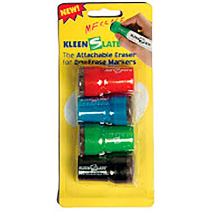 KleenSlate Large Dry Erase Caps for Dry Erase Markers, Assorted Colors, Set of 4