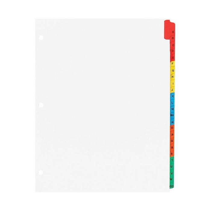 Business Source Quick Index Dividers, 25 Tab, A-Z, Multicolor
