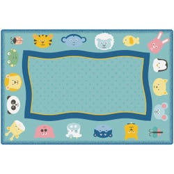 Carpets for Kids KIDSoft Quiet Time Animals Carpet, 6 x 9 Feet, Rectangle, Blue, Item Number 1576125