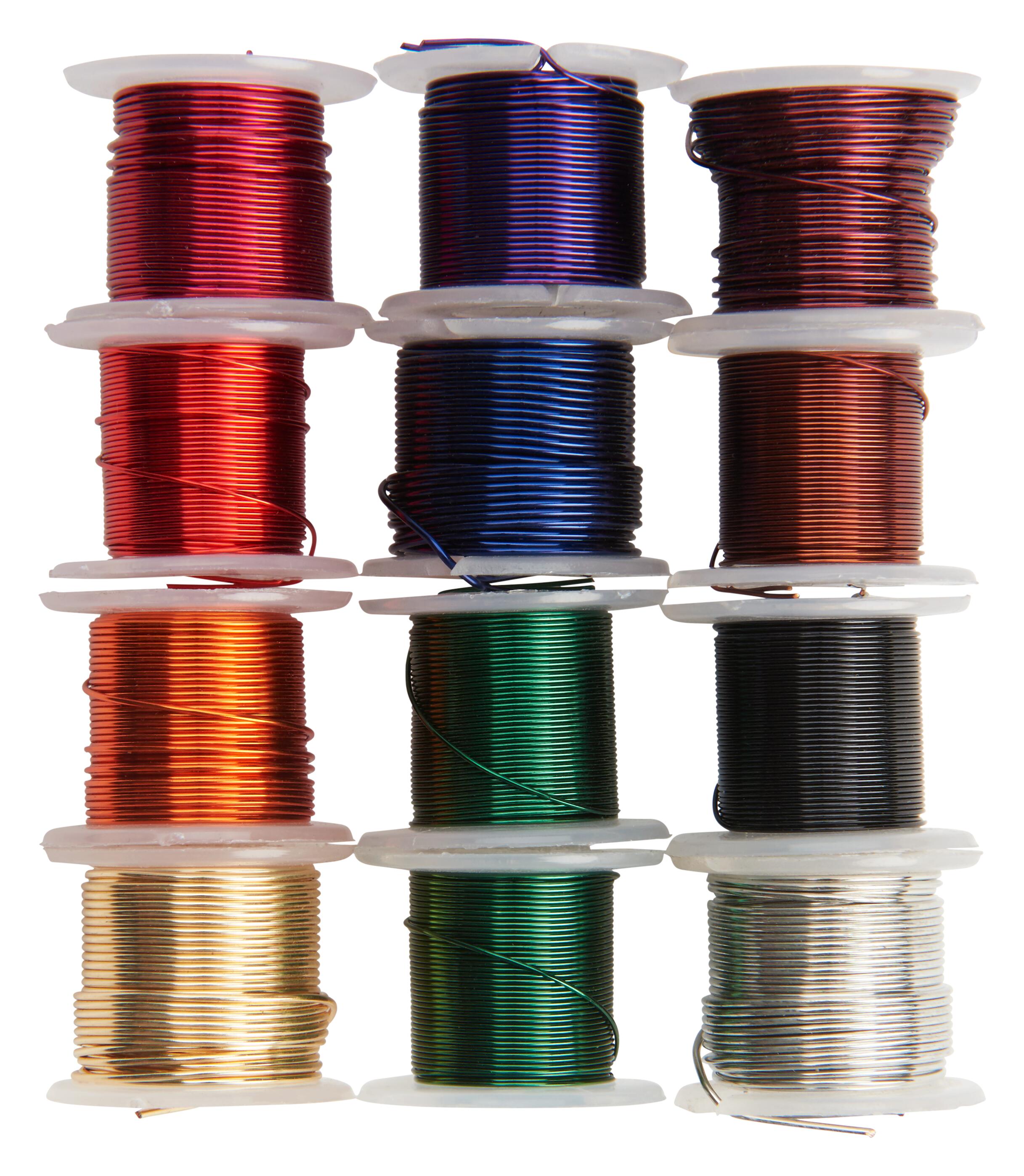 Artistic Wire Copper Wire Spools, 22 Gauge, Assorted Colors, Set of 12