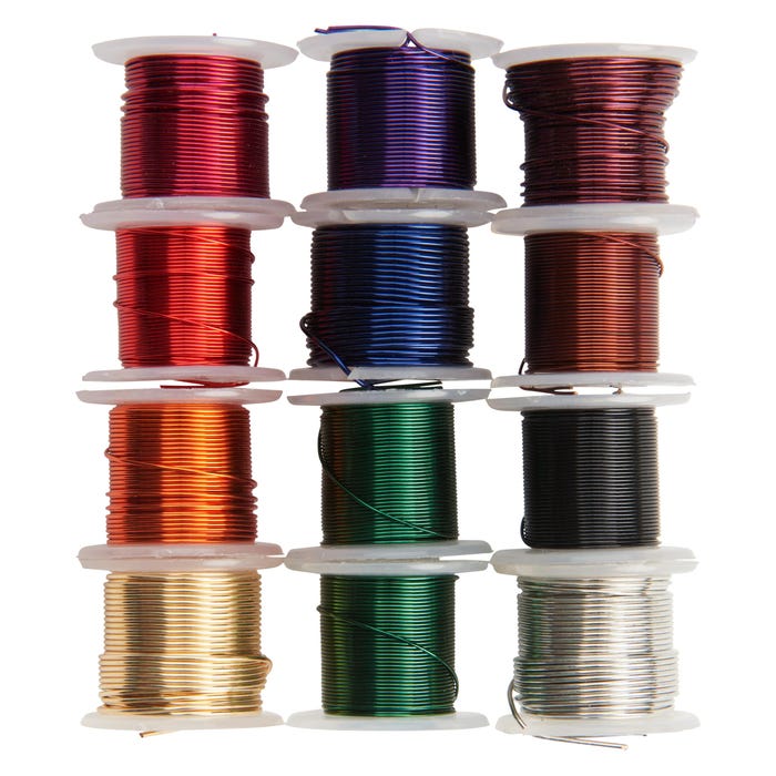Artistic Wire Copper Wire Spools, 22 Gauge, Assorted Colors, Set of 12