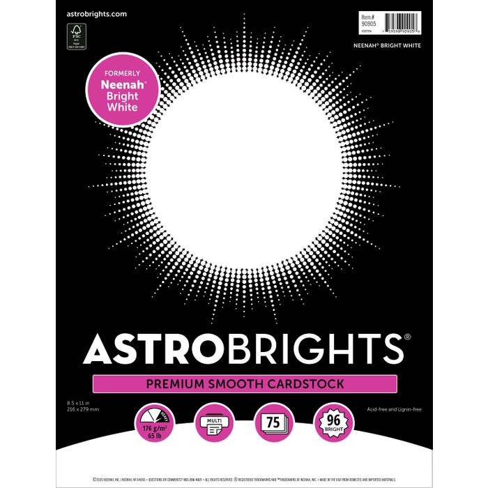 Astrobrights Card Stock, 8-1/2 x 11 Inches, White, 75 Sheets