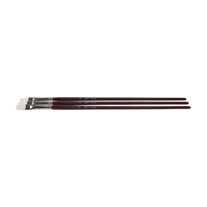Sax Optimum White Taklon Synthetic Paint Brushes, Bright Type, Long Handle, Size 4, Set of 3