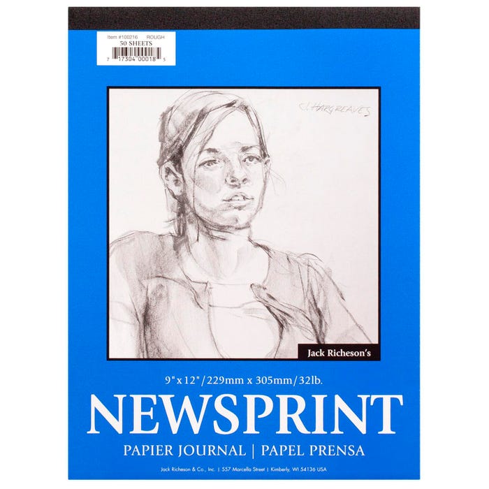 Jack Richeson Newsprint Pad, 9 x 12 Inches, 32 lb, 50 Sheets