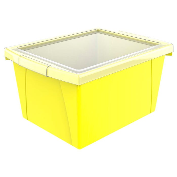 Storex Classroom Storage Bin with Lid, 4 Gallon, 13-5/8 x 11-1/4 x 7-7/8 Inches, Yellow