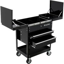 Global Industrial 3-Drawer Slide Top Tool Cart with 5-Inch Casters, Black