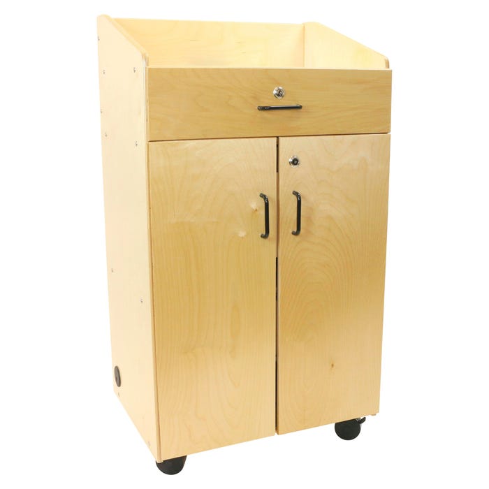 Childcraft Mobile Podium with Locking Storage, 24-1/2 x 18-5/8 x 45 Inches