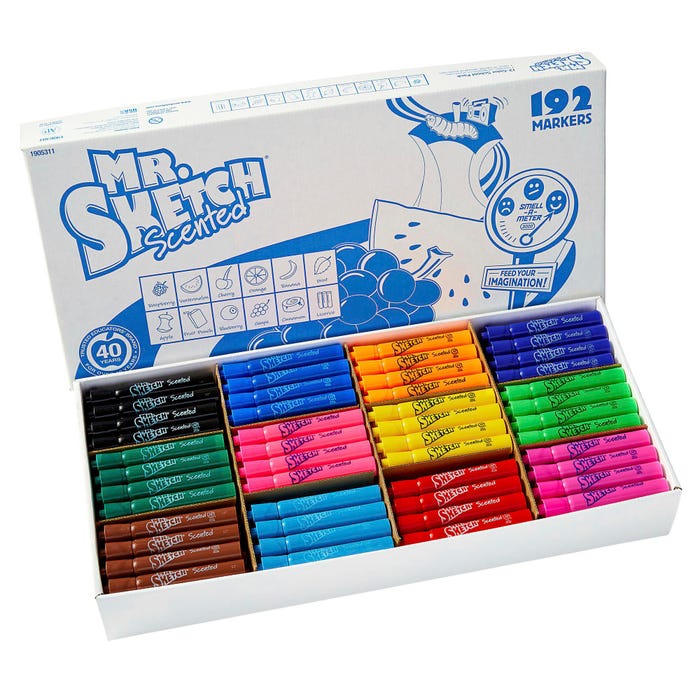 Mr. Sketch Scented Markers, Chisel Tip, Assorted Scents and Colors, Set of 192