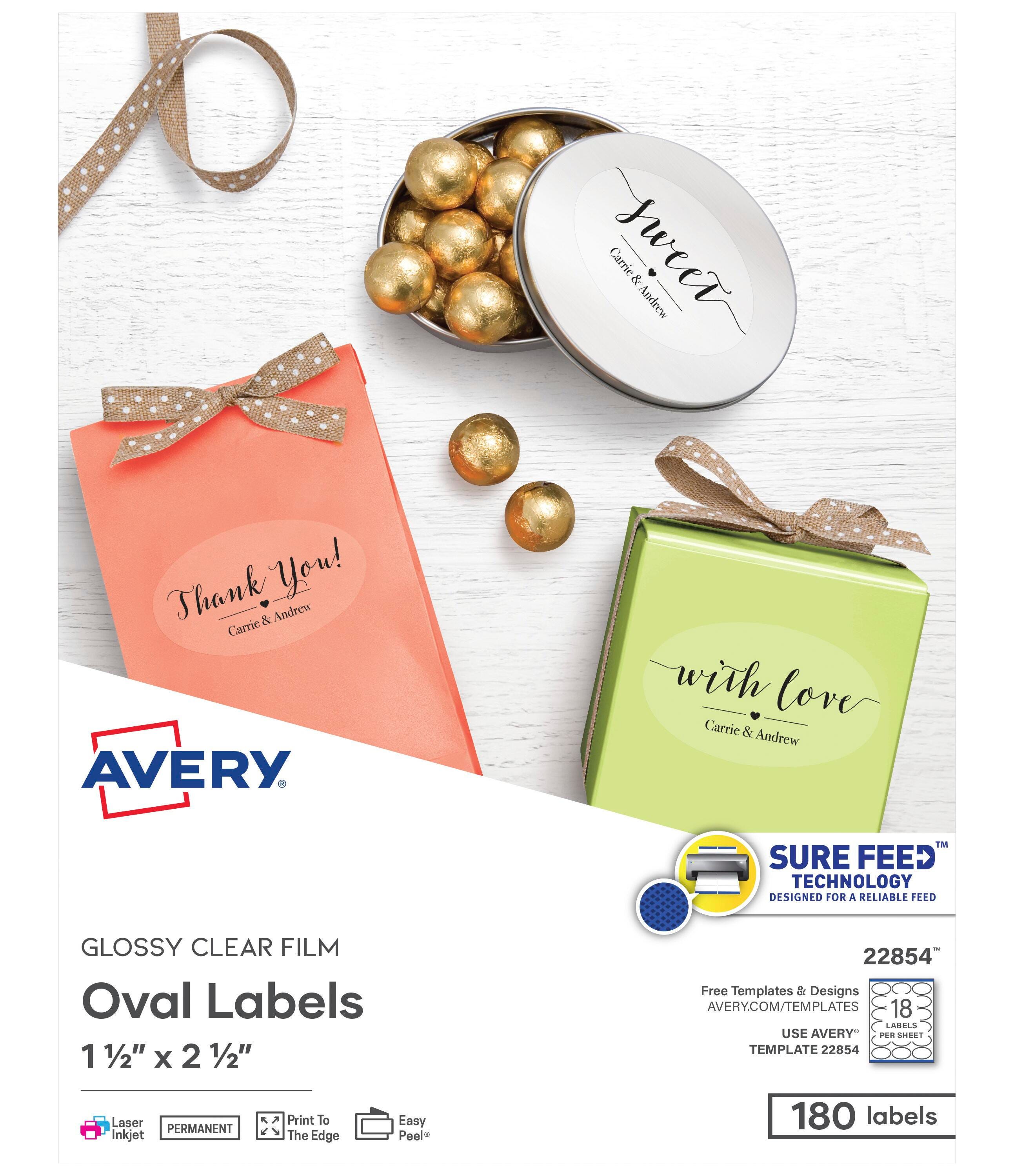 Avery Oval Labels, 1-1/2 x 2-1/2 Inches, Clear Gloss, Pack of 180 1600169