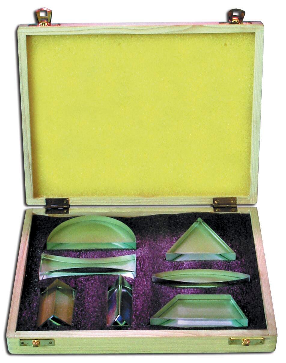 Frey Scientific Prism and Lens Set with Case, Acrylic, 7 Pieces, Item Number 532036