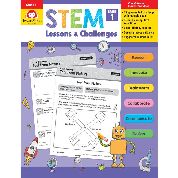 Evan-Moor STEM Lessons & Challenges, Grade 1