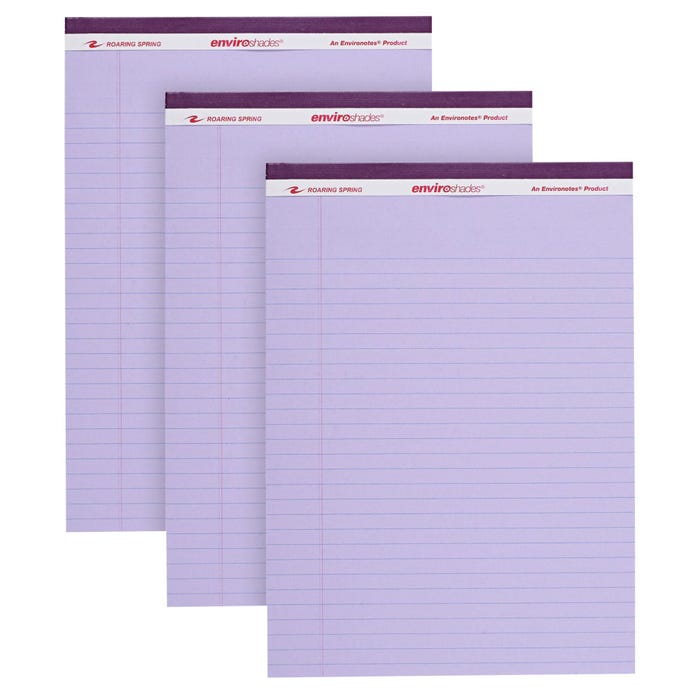 Enviroshades Legal Pads, 8-1/2 x 11-3/4 Inches, Orchid, 50 Sheets, Pack of 3