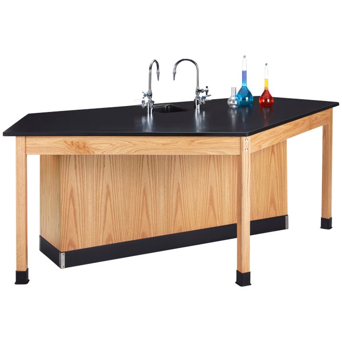 Diversified Woodcrafts Forward Vision I Workstation with Drop-In Sink, 90 x 50 x 36 Inches, Epoxy Resin Top, 4 Students