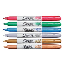 Sharpie Metallic Permanent Markers, Fine Point, Assorted Colors, Set of 6 Item Number 2006144