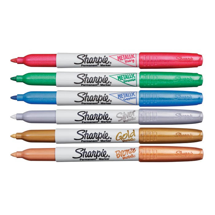 Sharpie Metallic Permanent Markers, Fine Point, Assorted Colors, Set of 6