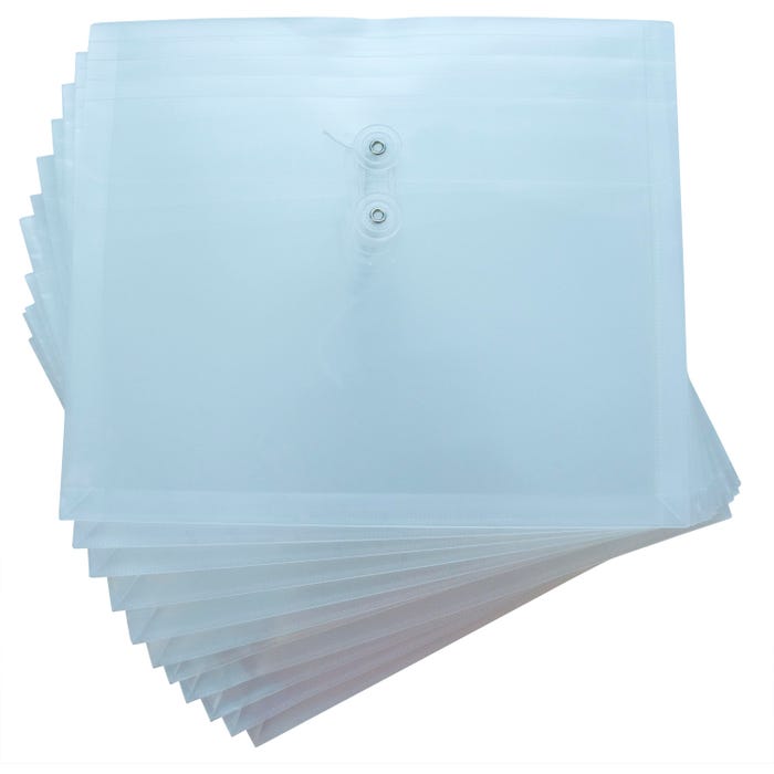 School Smart Expanding Poly String Envelopes, Letter Size, Side Load, Clear, Pack of 12