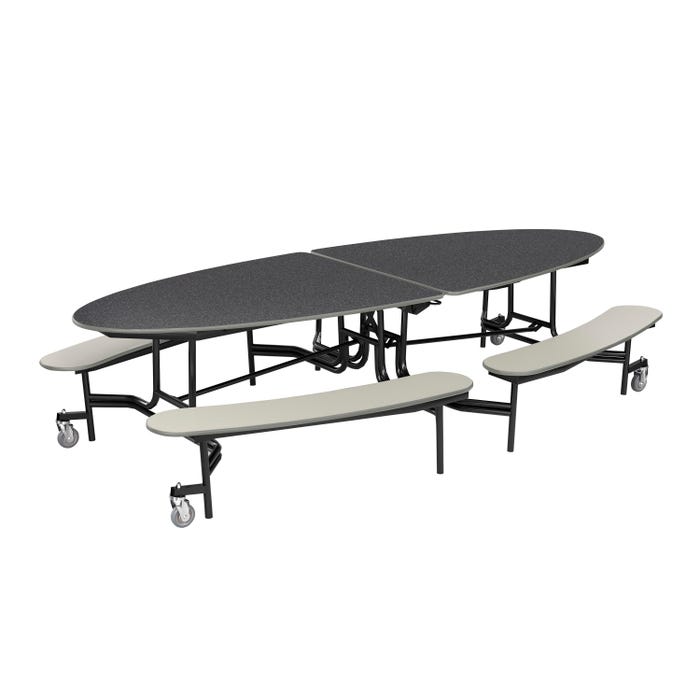 Classroom Select Mobile Table with Benches, Elliptical, 10 Feet