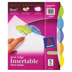 Avery Style Edge Insertable Dividers, 5 Tab, Multi-Color, Item Number 1308197