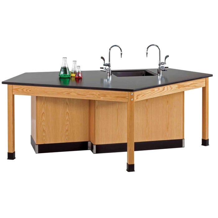 Diversified Woodcrafts Forward Vision ADA Workstation with Sink/Door/Drawer, 8 Feet x 50 x 34 Inches, Oak, Epoxy Resin Top