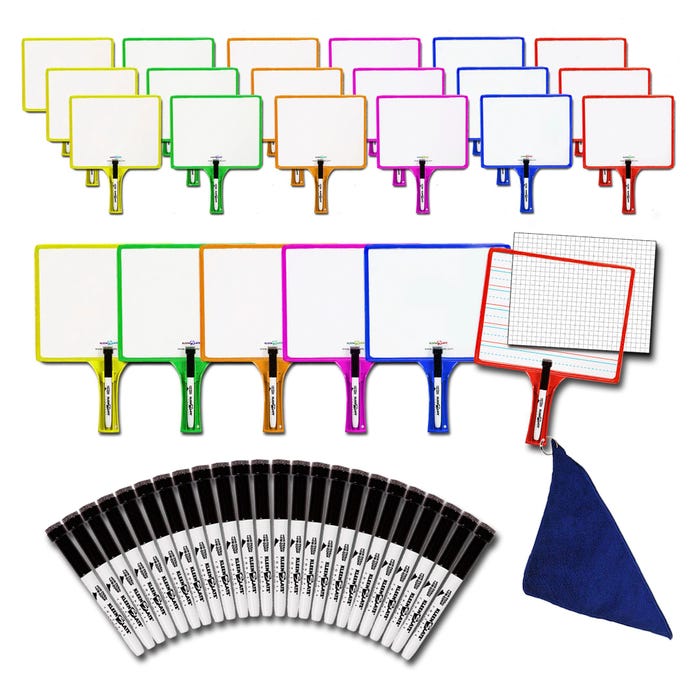 KleenSlate Customizable Rectangular Dry Erase Board Kit with Clear Dry Erase Sleeves, Pack of 24