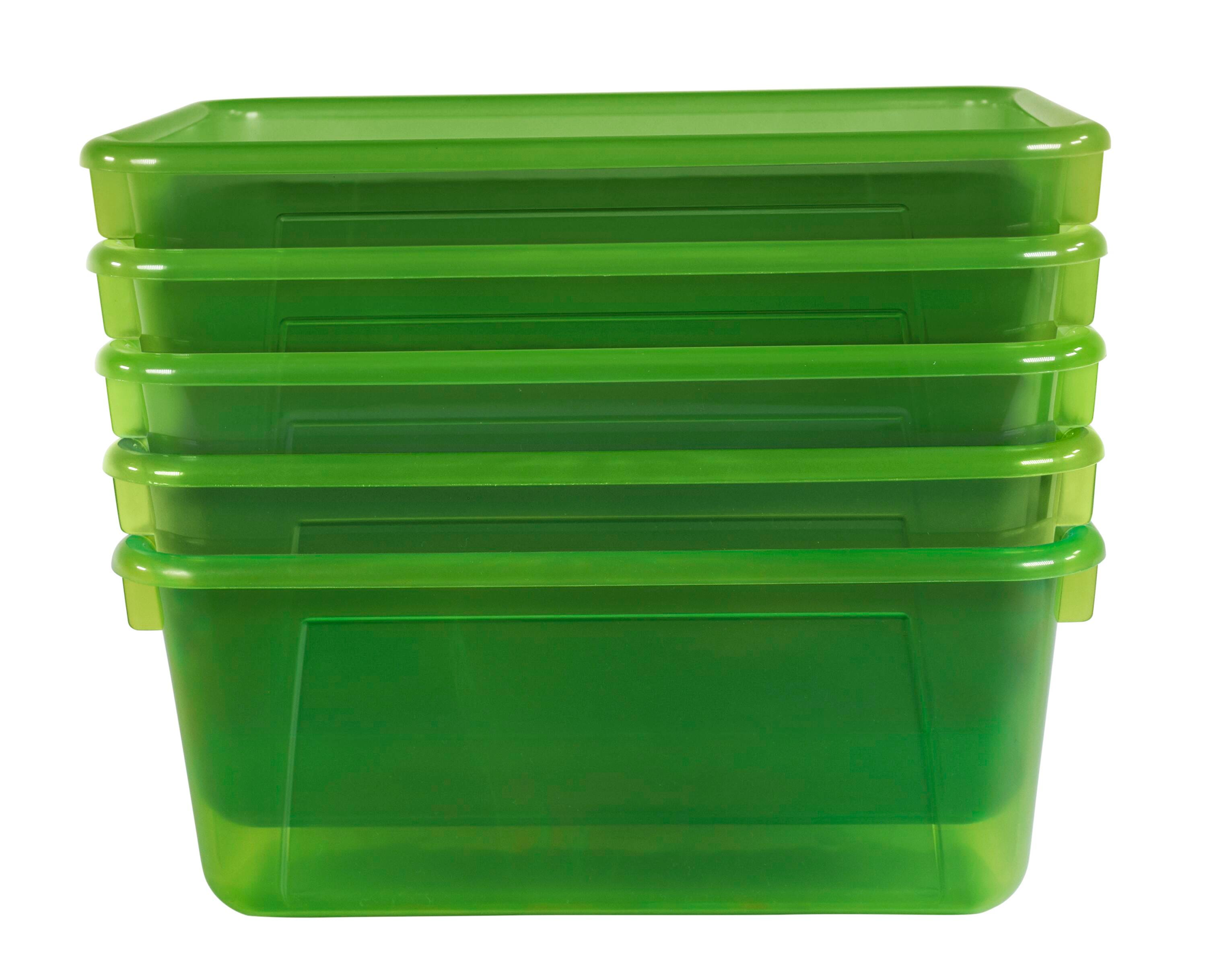 School Smart Translucent Storage Bin, 7-7/8 x 12-1/4 x 5-3/8 Inches, Green, Pack of 5 2005712