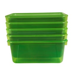 School Smart Translucent Storage Bin, 7-7/8 x 12-1/4 x 5-3/8 Inches, Green, Pack of 5 2005712