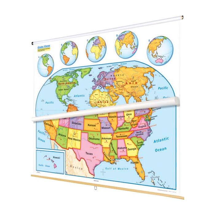 Nystrom First Roller Unites States and World Wall Map Set