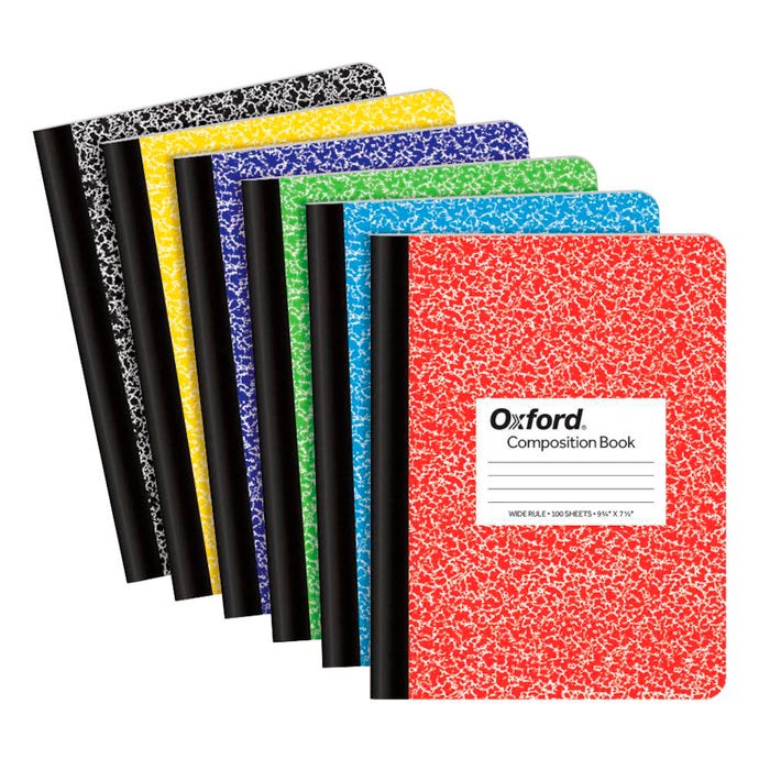 Oxford Wide Ruled Composition Book, 7-1/2 x 9-3/4 Inches, Assorted Colors