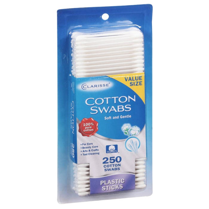 Cotton Swabs Plastic Stick, 250 Count