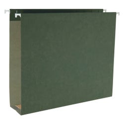 Business Source Hanging File Folders, Letter, 1/5 Cut Tabs, 2 Inch Expansion, Green, Pack of 25