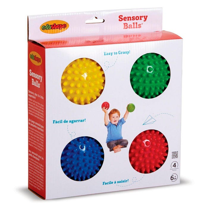 Edushape Textured Sensory Ball Set, 4 Inches, Assorted Colors, Set of 4
