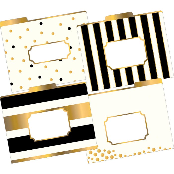 Barker Creek File Folders, Gold Design, Letter Size, Set of 12