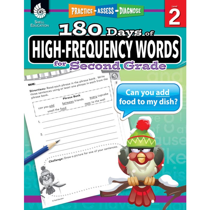 Shell Education 180 Days of High-Frequency Words for Second Grade