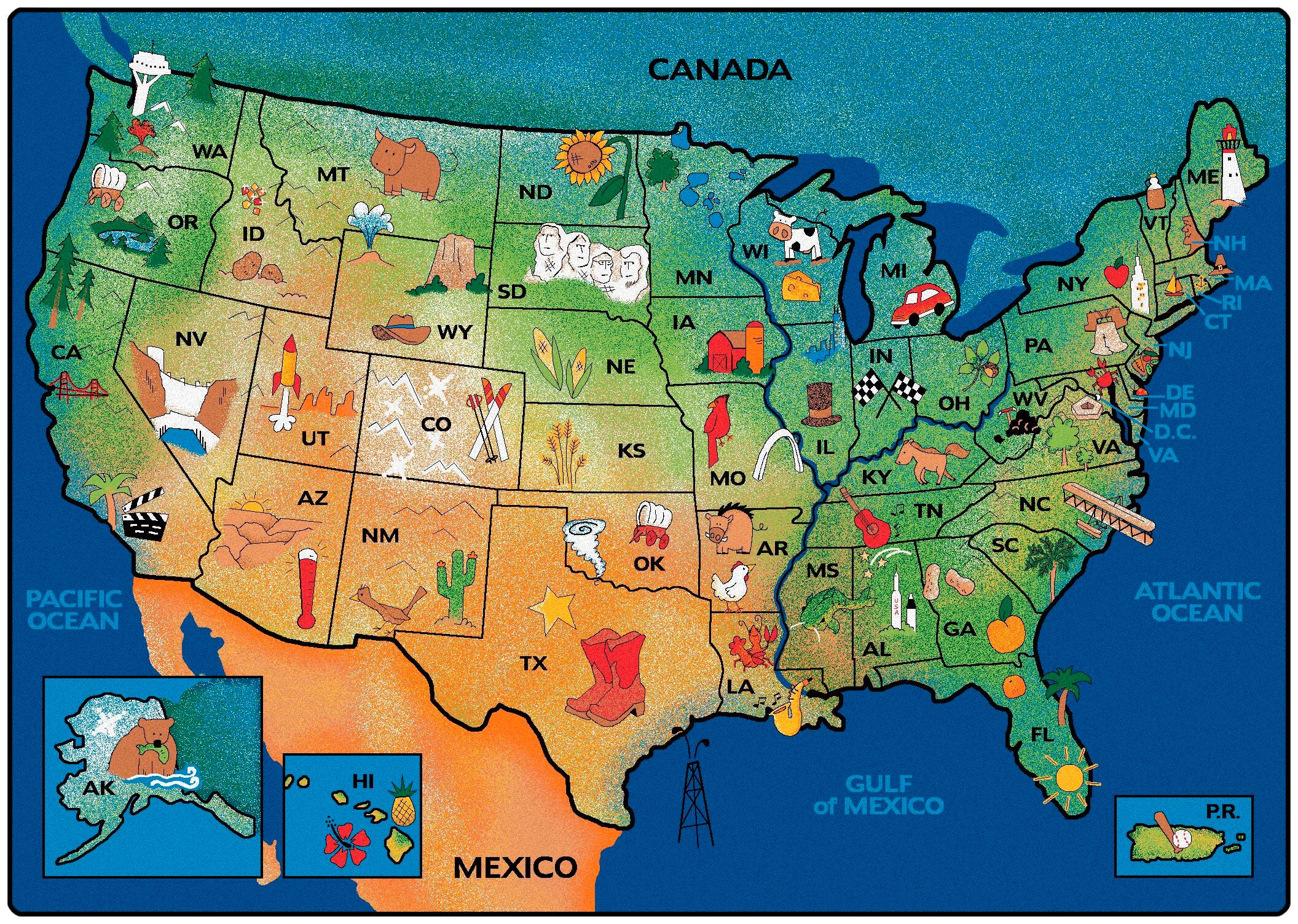 Carpets for Kids Premium USA Learn and Play Carpet, Rectangle 4002391