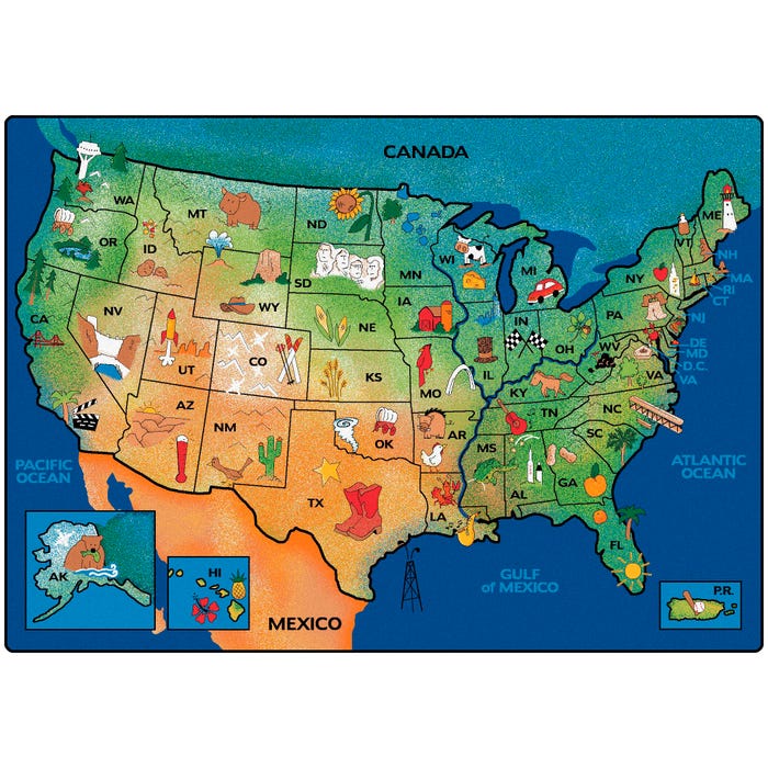 Carpets for Kids Premium USA Learn and Play Carpet, Rectangle