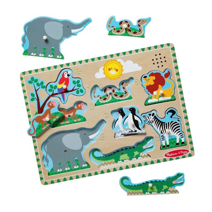 Melissa & Doug Zoo Animals Sound Puzzle, 8 Pieces