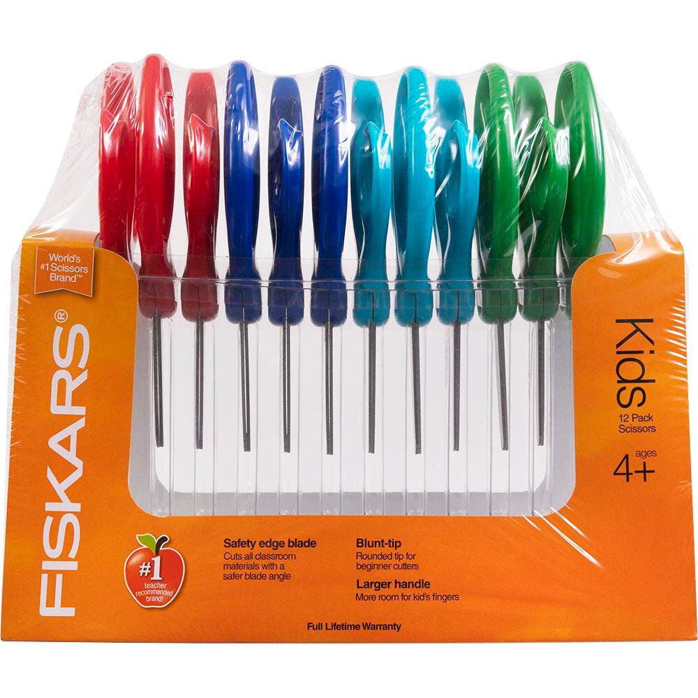 Fiskars Blunt Tip Kids Scissors, 5 Inches, Assorted Colors, Pack of 12, Item Number 800846