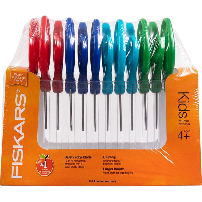Fiskars Blunt Tip Kids Scissors, 5 Inches, Assorted Colors, Pack of 12
