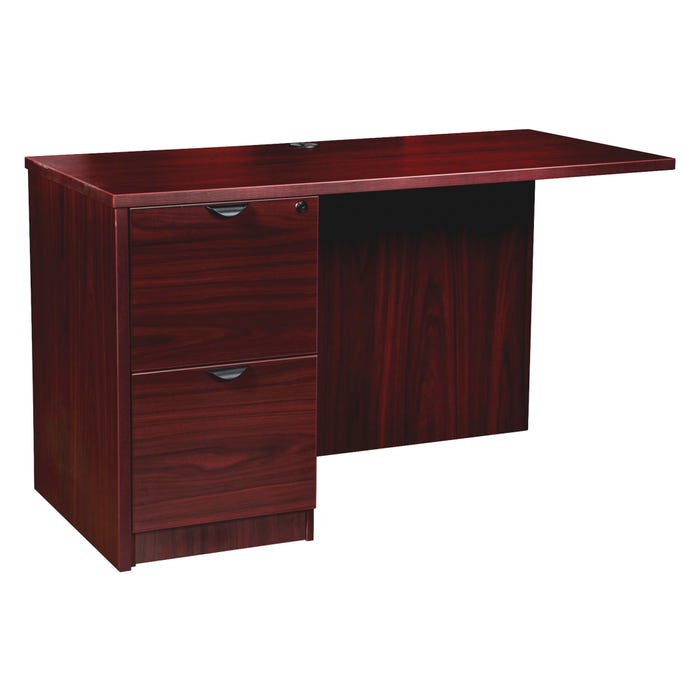 Lorell Prominence Laminate Return Desk, Full Left Pedestal, 48 x 24 x 29 Inches, Mahogany