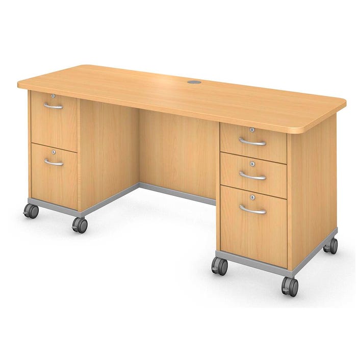 Fleetwood Mobile Teacher Desk, 66 x 26 x 29 Inches, Fusion Maple