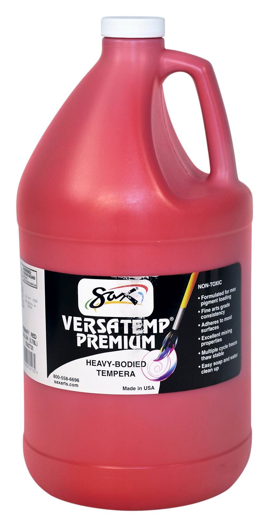 Image for Sax Versatemp Premium Heavy-Bodied Tempera Paint, 1 Gallon, Primary Red from School Specialty
