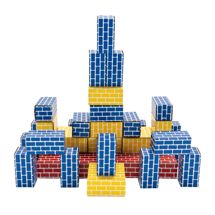 Childcraft Corrugated Building Blocks, Assorted Colors and Sizes, Set of 36