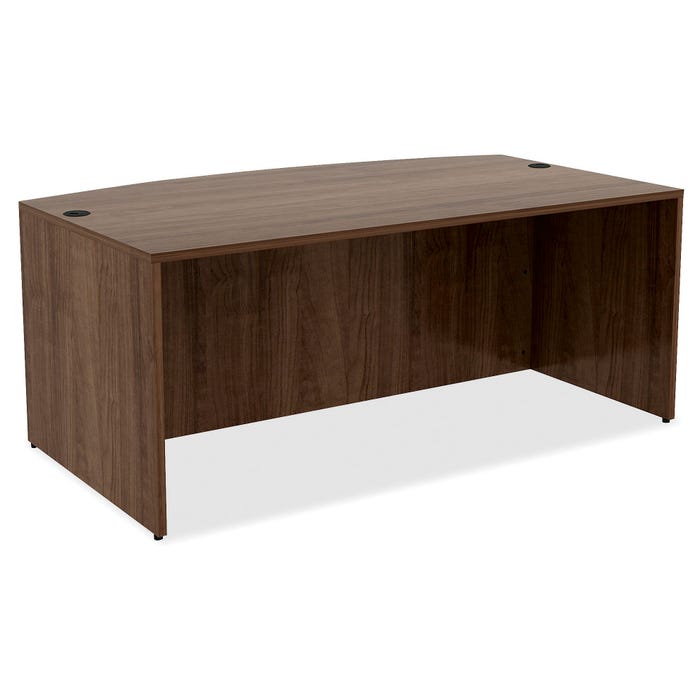 Lorell Laminate Bow Desk, 71 x 35-3/8 x 29-1/2 Inches, Walnut