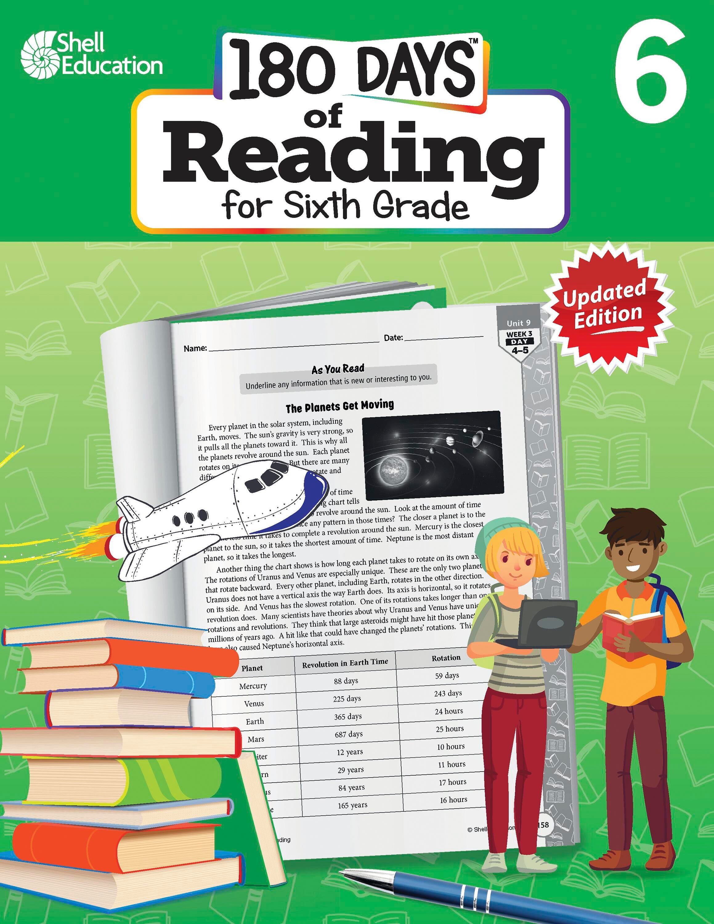 Image for Shell Education 180 Days Of Reading For Sixth Grade, Second Edition from School Specialty