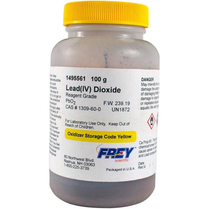 Frey Scientific Lead (IV) Oxide, Dark brown to Black Powder, Reagent Grade, 100 Grams