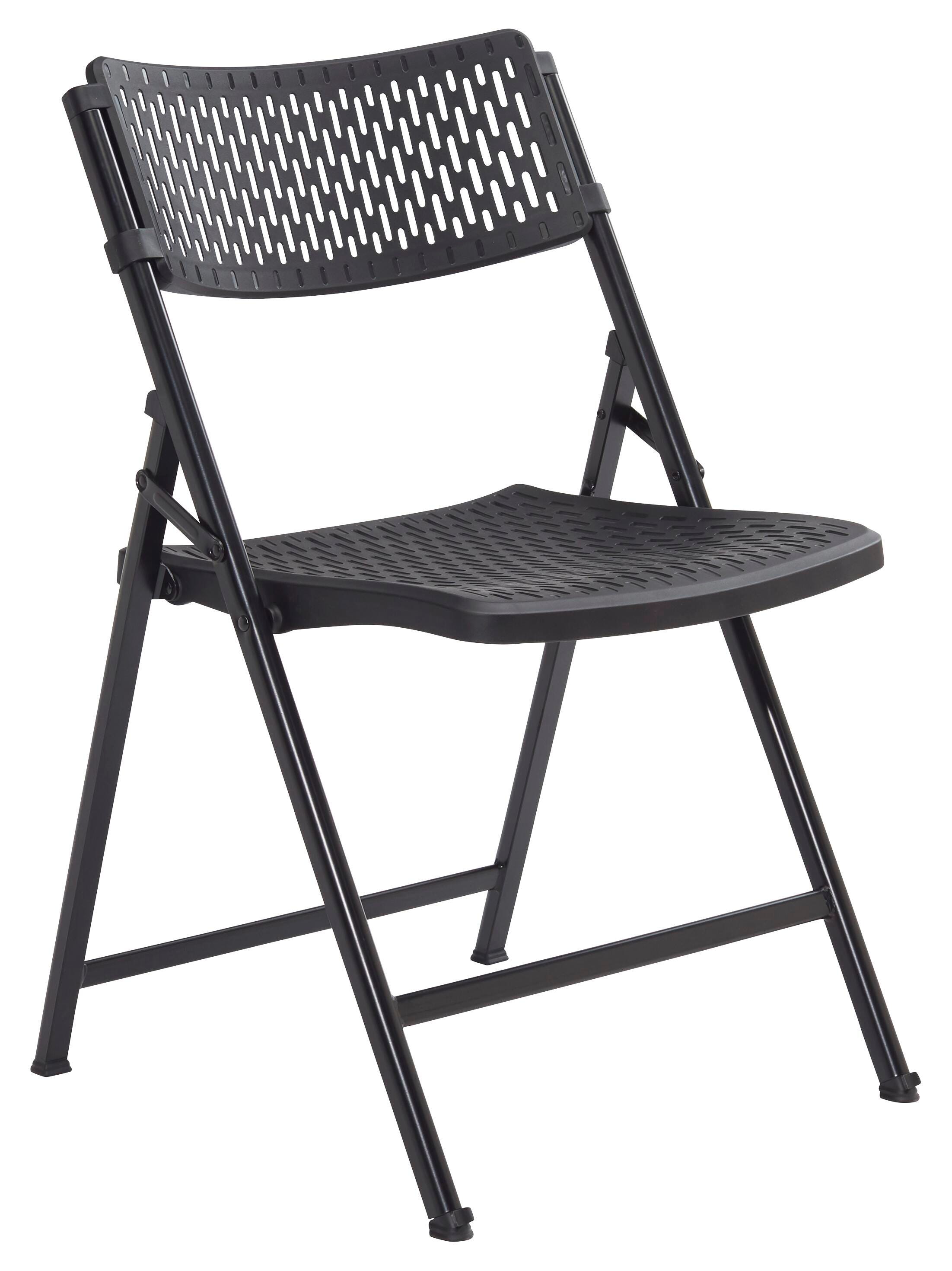 National Public Seating AirFlex Series Premium Polypropylene Folding Chair, 17 x 18 x 18 Inches, Black, Pack of 4 2051297